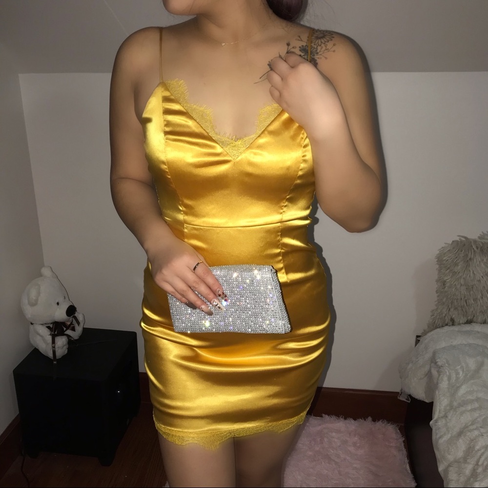 Yellow Satin Dress